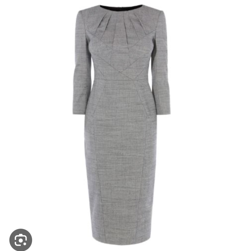 Karen Millen Gray Wool Tailored Midi Dress